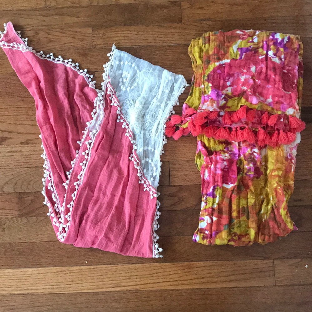 two pink scarves